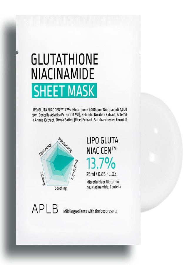 ايه بي ال بي قناع ورقي من الجلوتاثيون والنياسيناميد من APLB، 10 قطع | LIPO GLUTA NIAC CEN™ 13.7%، 0.85 أونصة سائلة / عناية كورية بالبشرة، ترطيب عميق وتهدئة، للبشرة الحساسة، تحسين مرونة البشرة - Image 1